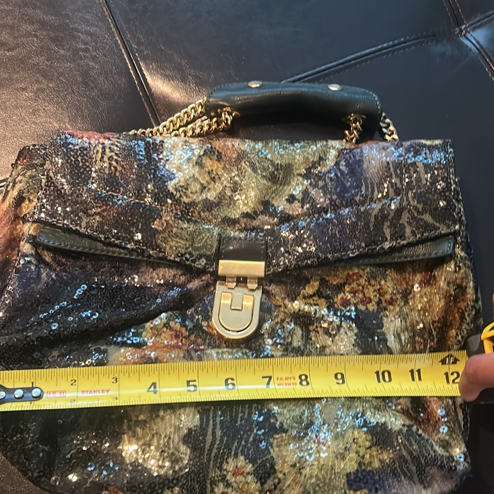 J. Crew Sequin Floral Chain Shoulder Bag -Green Multicolor - Picture 8 of 8